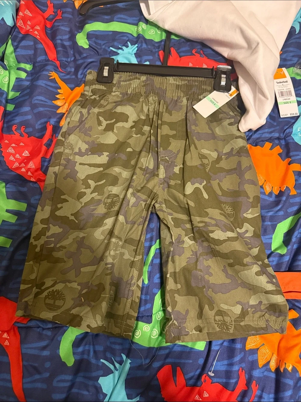Timberland Kids White Tank Top and Shorts with Camouflage Logo